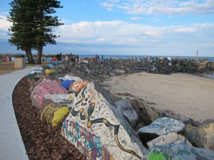 Die bunten Steine in Port Macquarie.